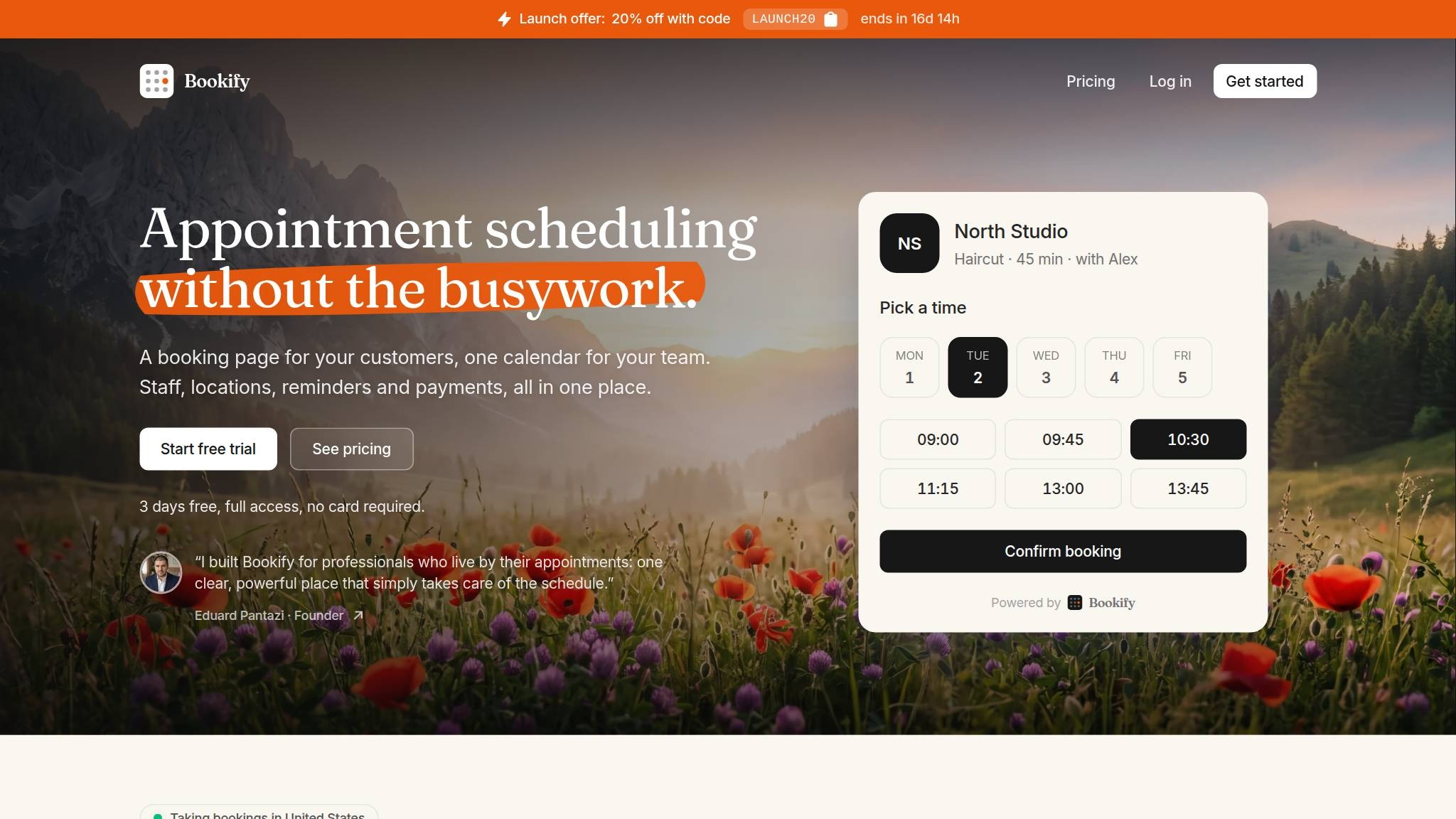 Bookify later landing-page capture