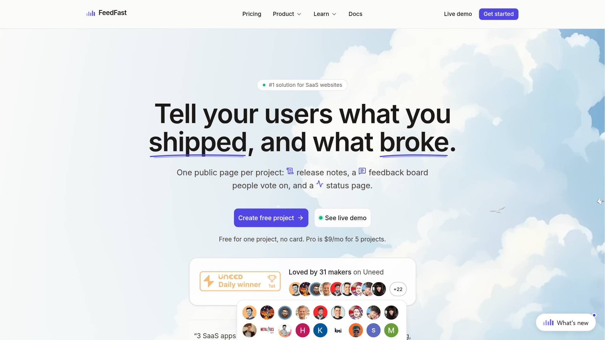 FeedFast later landing-page capture