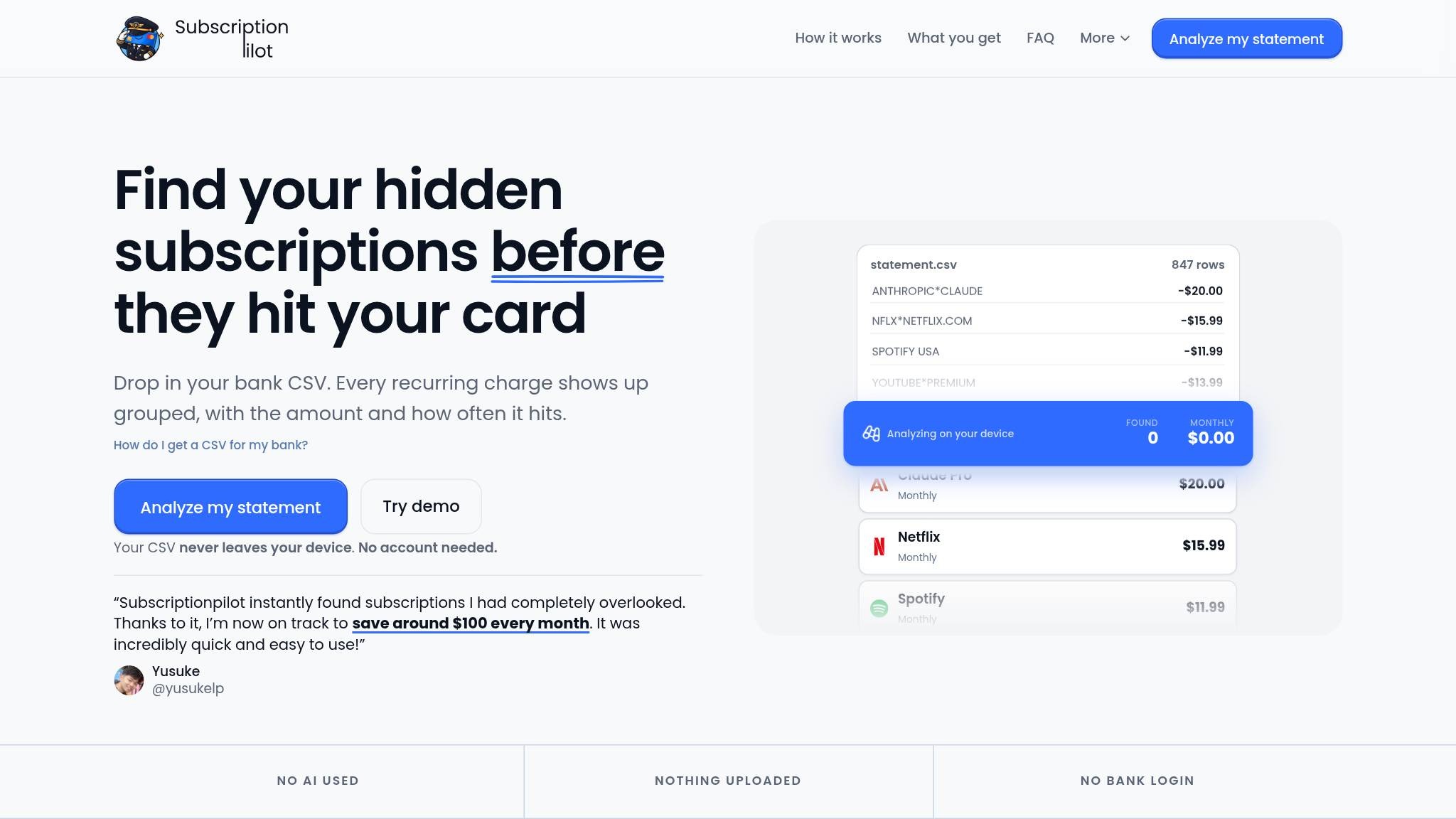 SubscriptionPilot later landing-page capture