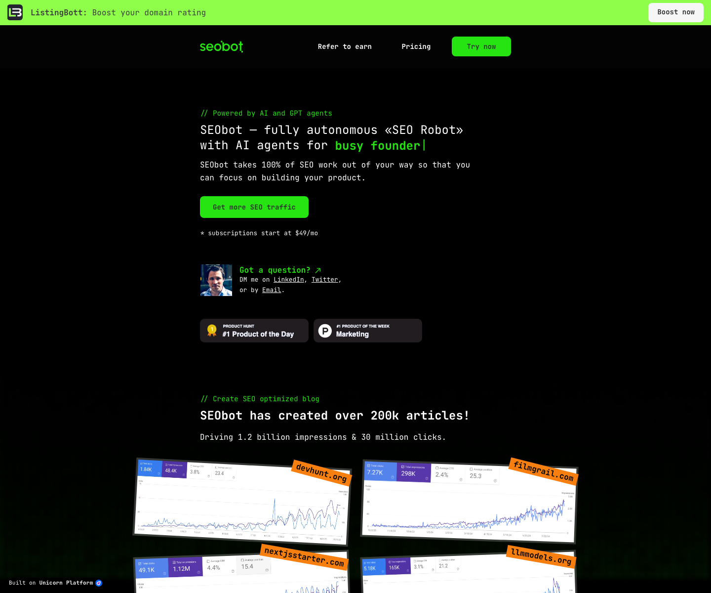 SEOBOT hero screenshot
