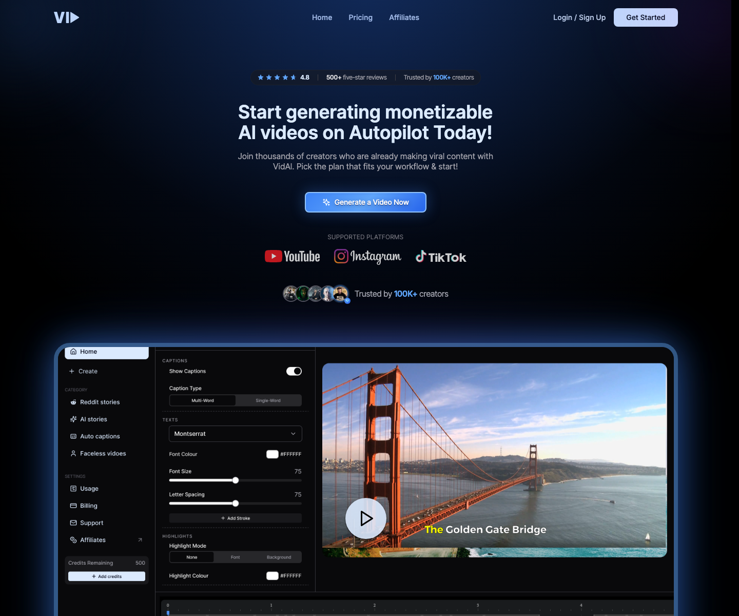Vid.AI hero screenshot